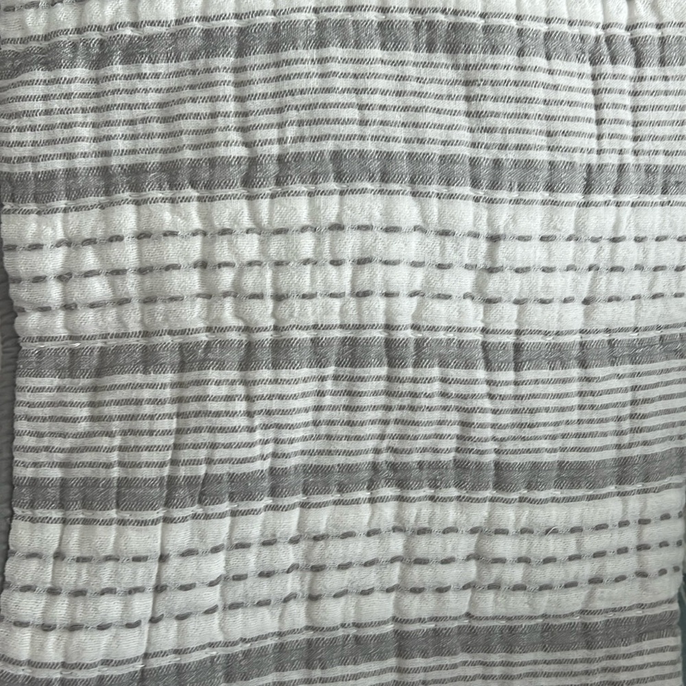 HEARTH & HAND | New Magnolia Jet Gray & White Linen Woven Standard Pillow Sham